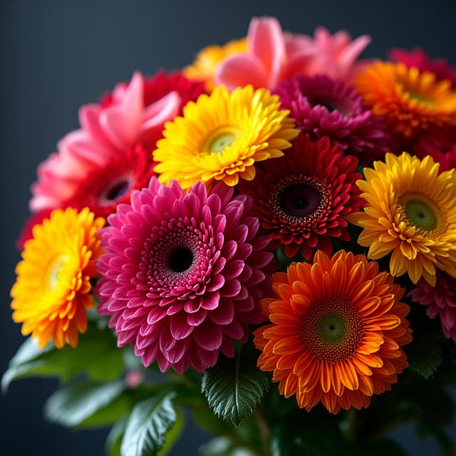 Bouquet di fiori freschi dai colori esplosivi, chiamato Supernova.